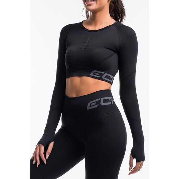 NEW ECHT Arise Scrunch Athletic Long Sleeve Crop Top - Picture 1 of 9